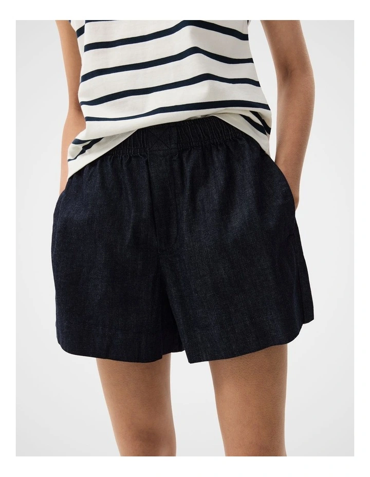 Denim Pull On Shorts in Blue image 4