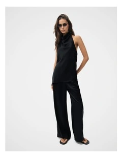 Satin Wide Leg Pant in Black