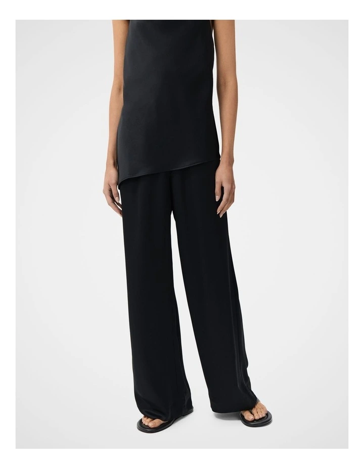 Satin Wide Leg Pant in Black image 3