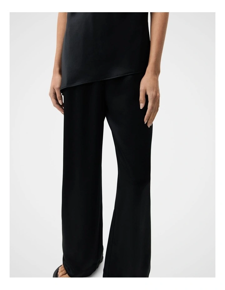 Satin Wide Leg Pant in Black image 4