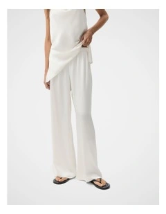 Satin Wide Leg Pant in White