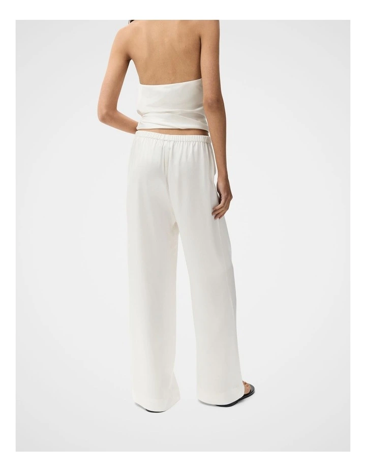 Satin Wide Leg Pant in White image 2