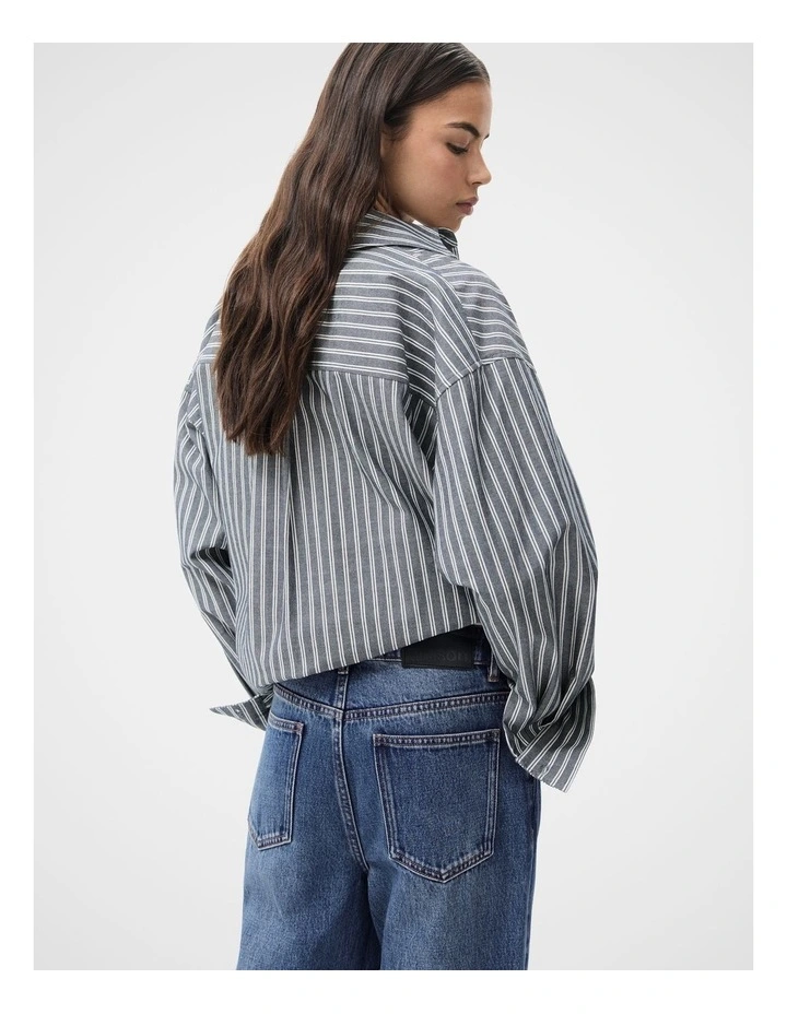 Oversized Oxford Shirt in Navy Multi image 2