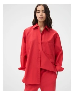 Oversized Oxford Shirt in Red