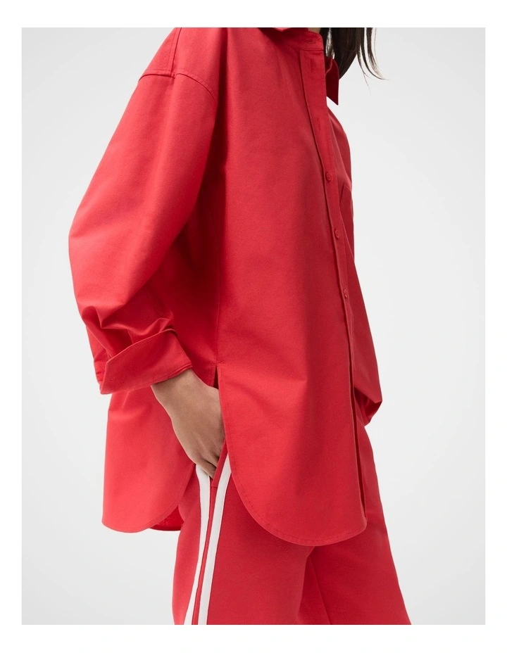 Oversized Oxford Shirt in Red image 3