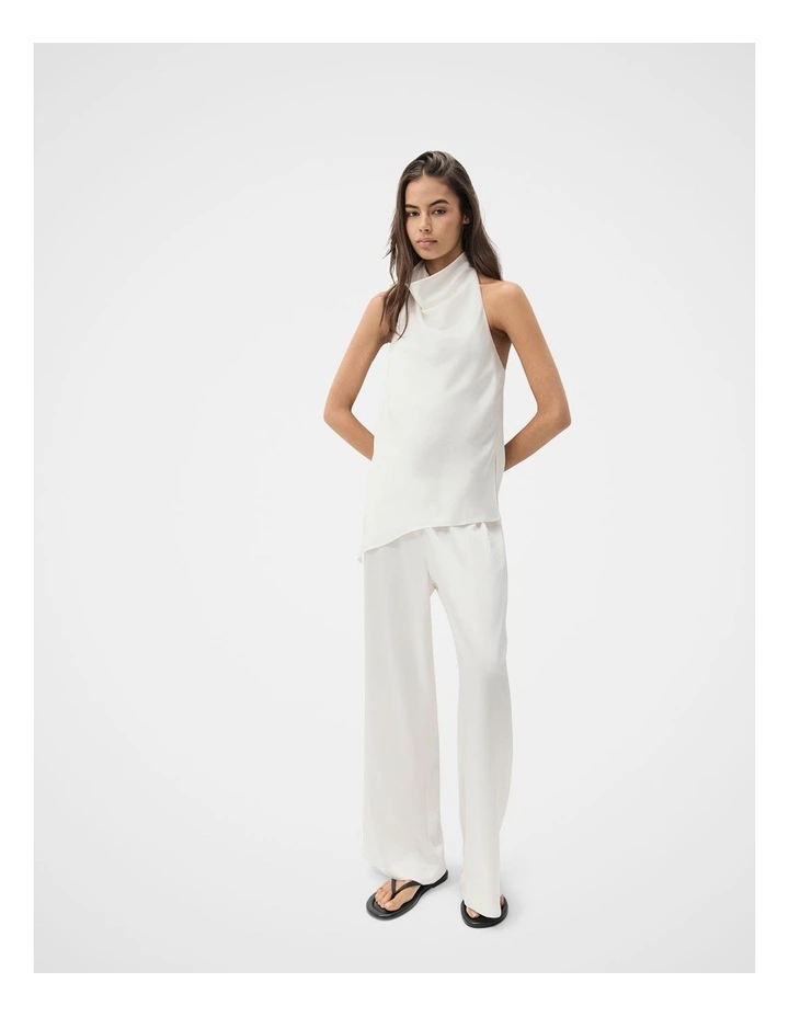 Satin Halter Neck Top in White image 4