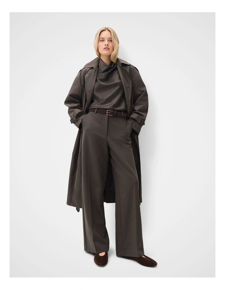 Tailored Flat Front Pant in Brown image 1