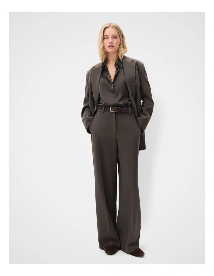 Tailored Flat Front Pant in Brown image 5