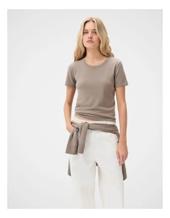 Fine Knit Tee in Grey