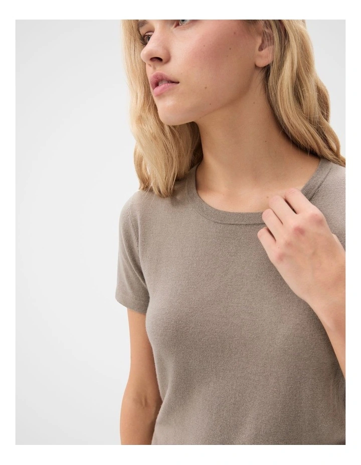Fine Knit Tee in Grey image 3