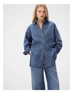 Oversized Denim Shirt in Blue