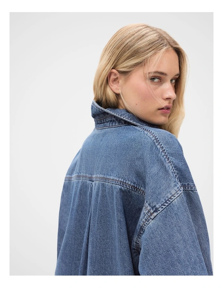Oversized Denim Shirt in Blue image 2