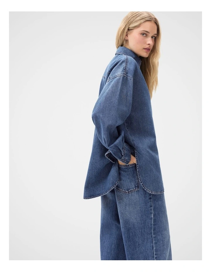 Oversized Denim Shirt in Blue image 3