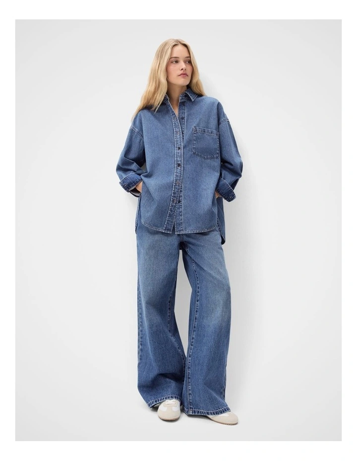 Oversized Denim Shirt in Blue image 4