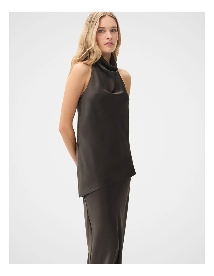 Satin Oversized Shirt in Black image 1