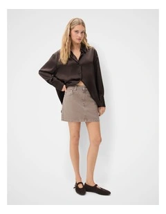 Denim Mini Skirt in Grey