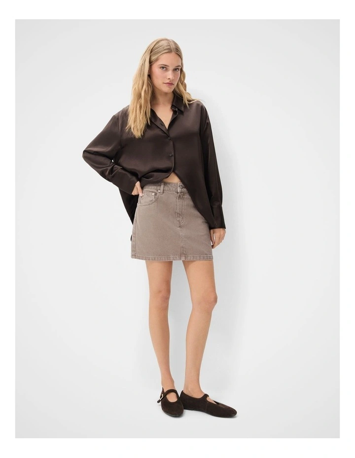 Denim Mini Skirt in Grey image 1