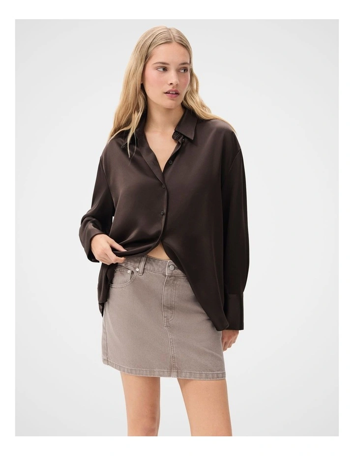 Denim Mini Skirt in Grey image 4