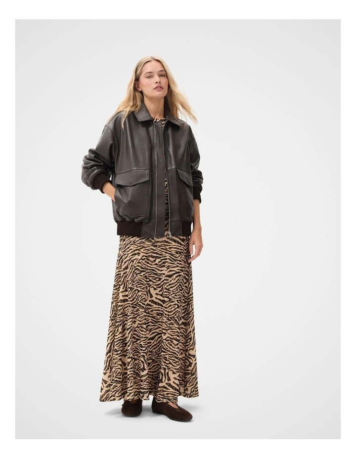 Ruched Mesh Maxi Skirt in Brown image 4