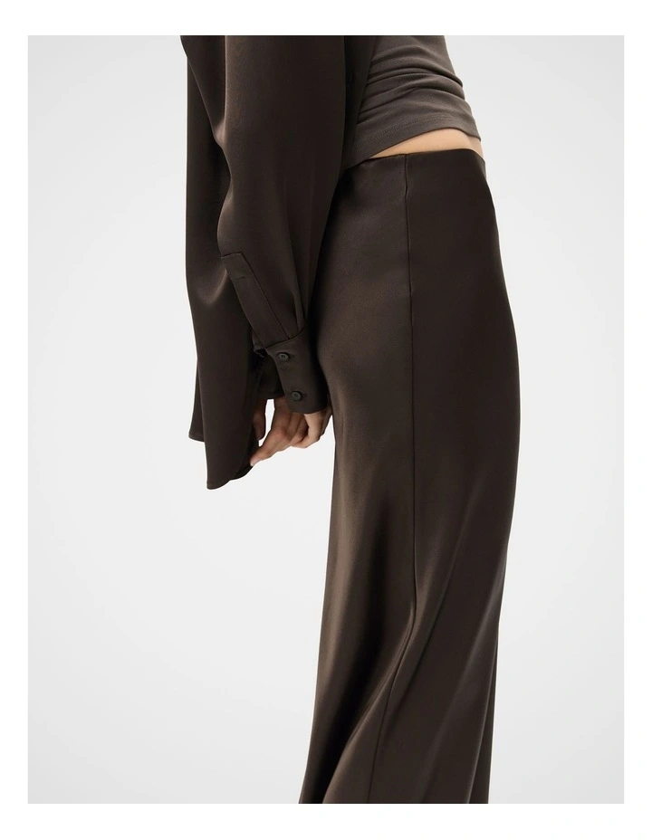 Satin Slip Maxi Skirt in Brown image 4
