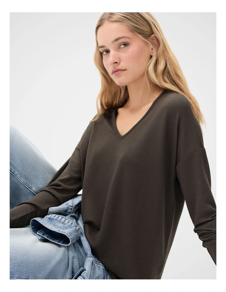 Soft V Neck Long Sleeve Tee image 3