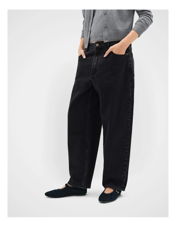Barrel Leg Jean in Black image 1