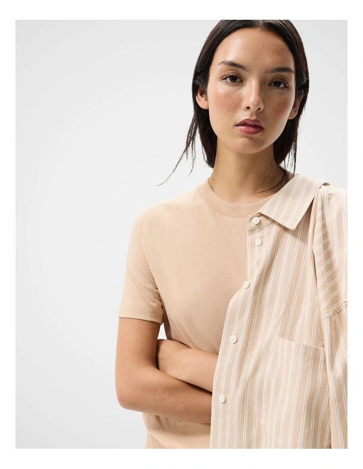 The Classic Crew Tee in Beige image 3