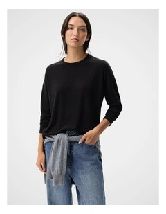 Australian Cotton Long Sleeve Tee in Black