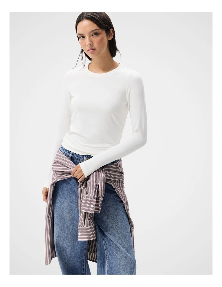 Australian Cotton Long Sleeve Tee in White image 1