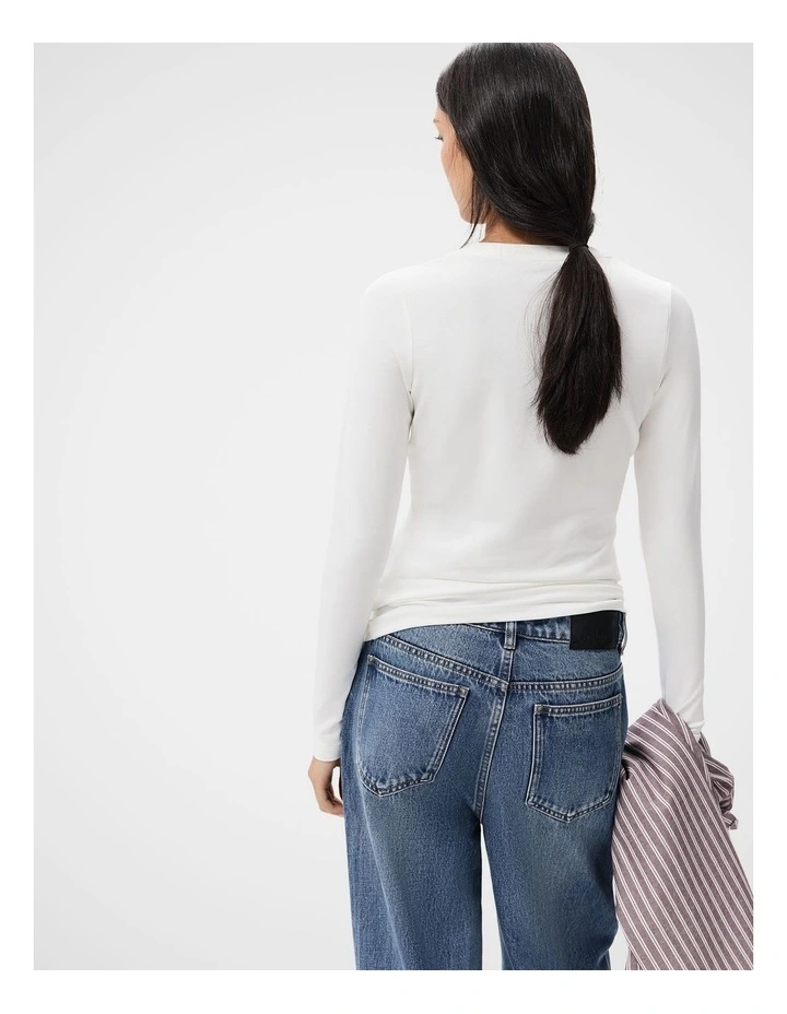 Australian Cotton Long Sleeve Tee in White image 2