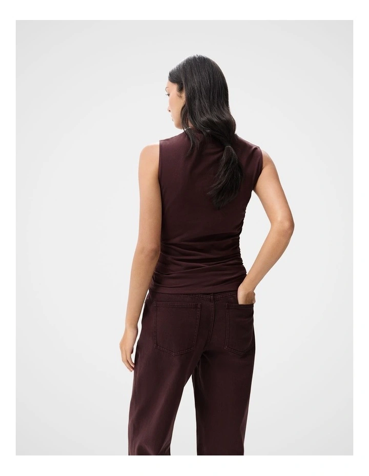 Knot Detail Sleeveless Tee in Red image 2