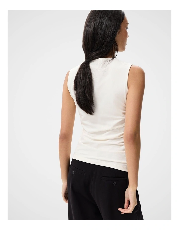 Knot Detail Sleeveless Tee in White image 2