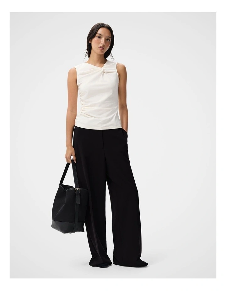 Knot Detail Sleeveless Tee in White image 4