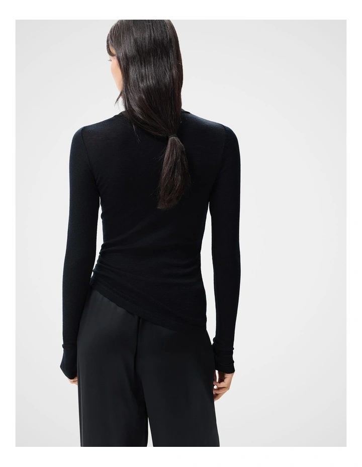 Merino Crew Neck Top in Black image 2