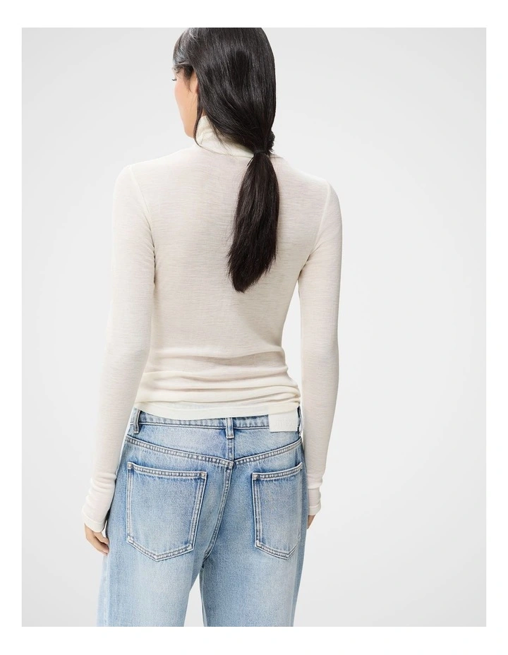 Merino High Neck Top in White image 2