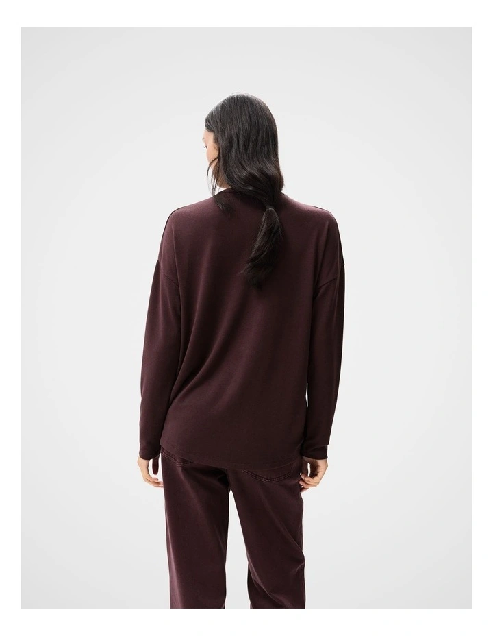 Cosy Long Sleeve Tee in Brown image 2