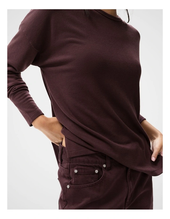 Cosy Long Sleeve Tee in Brown image 3
