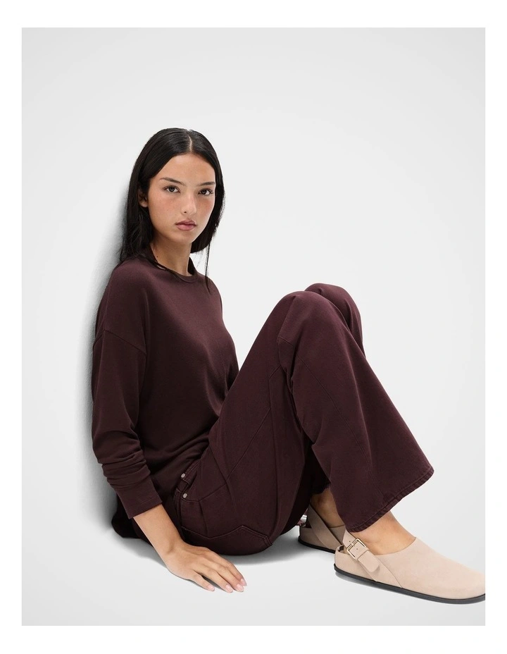 Cosy Long Sleeve Tee in Brown image 4