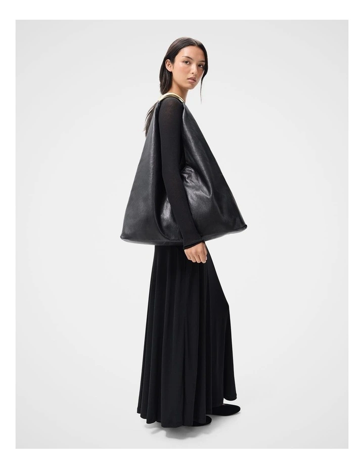 Ruched Mesh Long Sleeve Dress in Black image 4