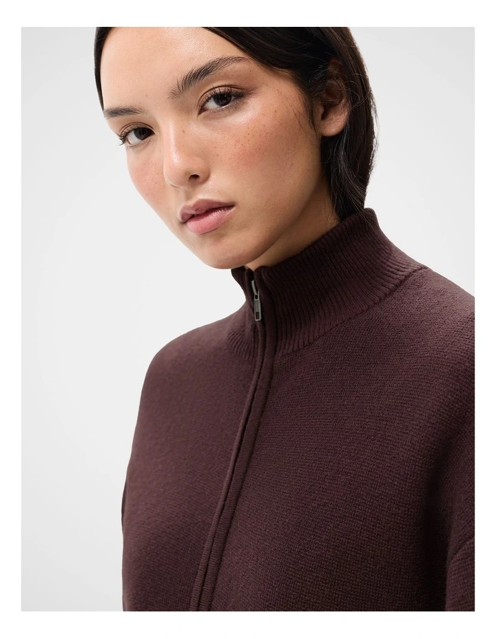 Knitted Milano Bomber Jacket in Brown image 3