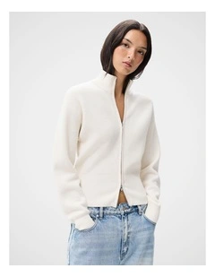 Knitted Milano Bomber Jacket in WHite