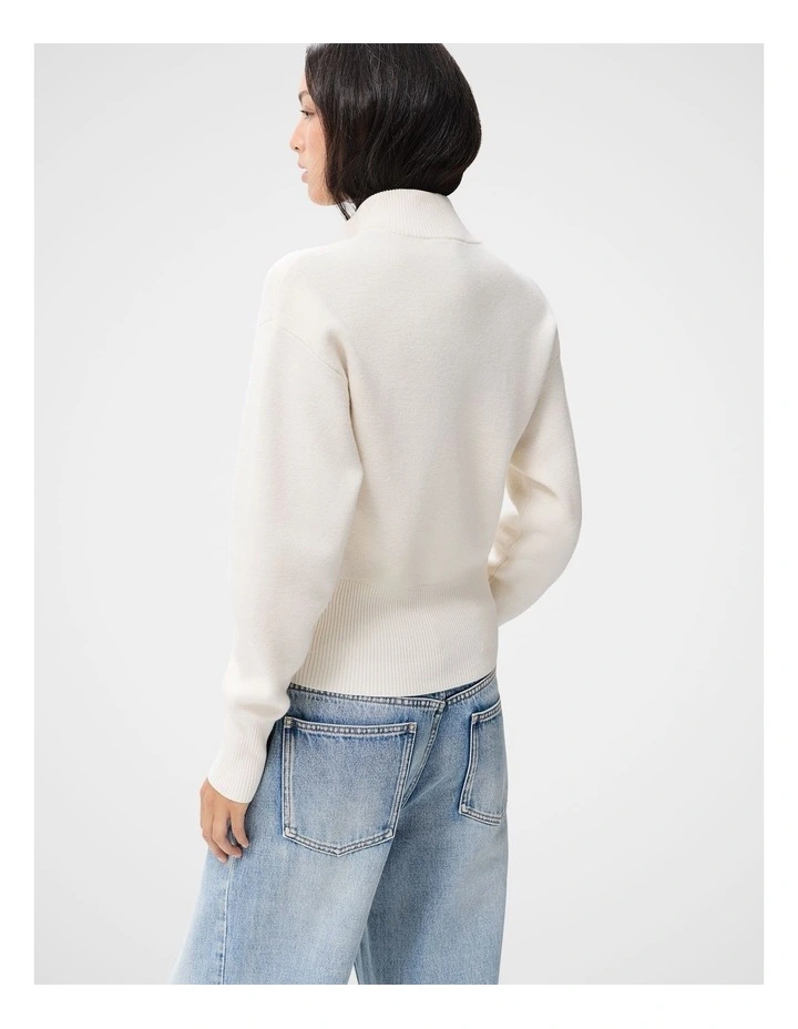 Knitted Milano Bomber Jacket in WHite image 2