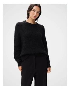 Lofty Crew Neck Knit Sweater in Black