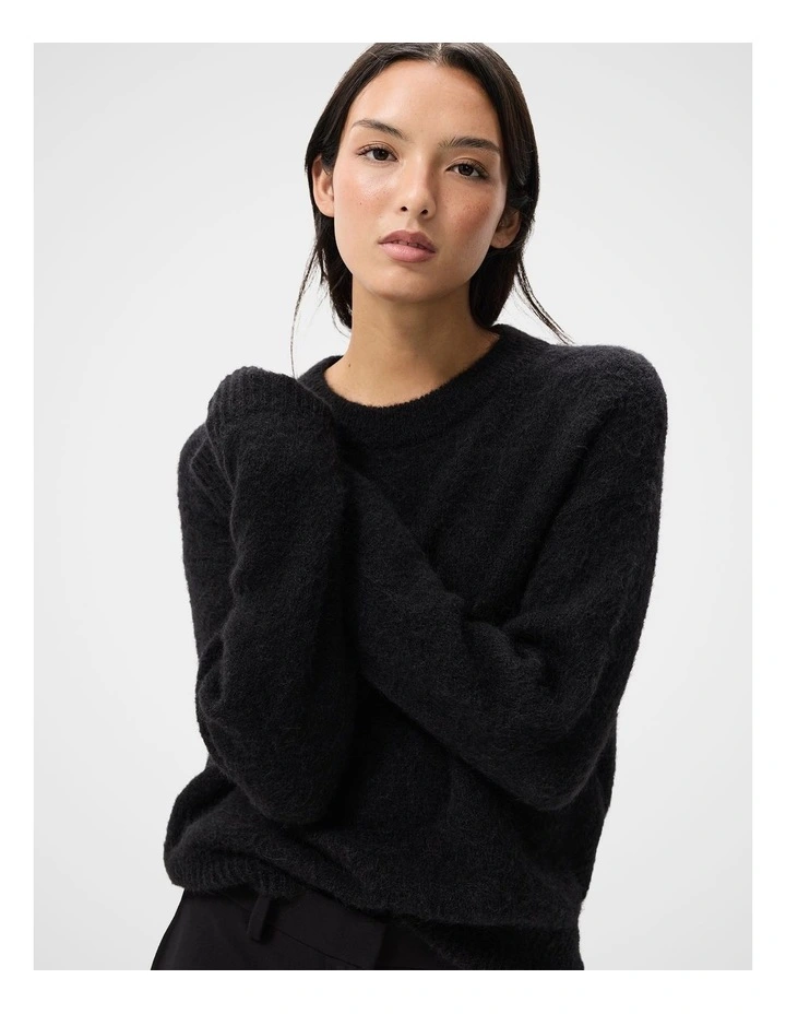 Lofty Crew Neck Knit Sweater in Black image 3