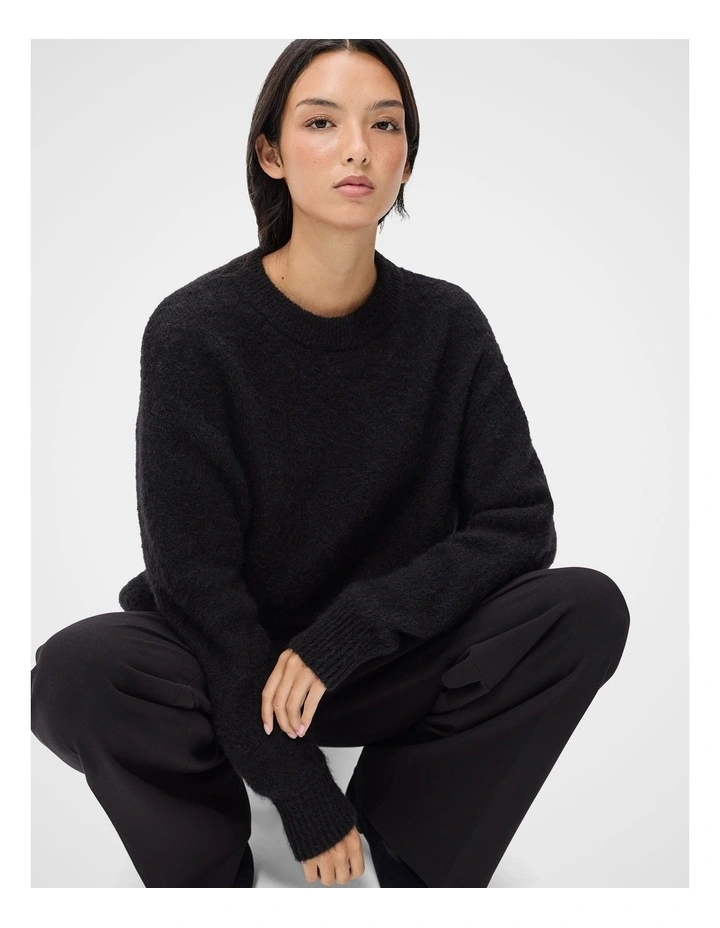 Lofty Crew Neck Knit Sweater in Black image 4