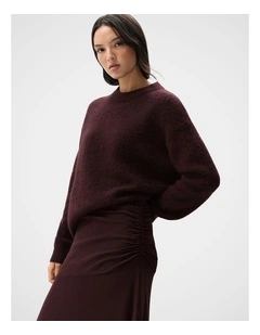 Lofty Crew Neck Knit Sweater in Brown