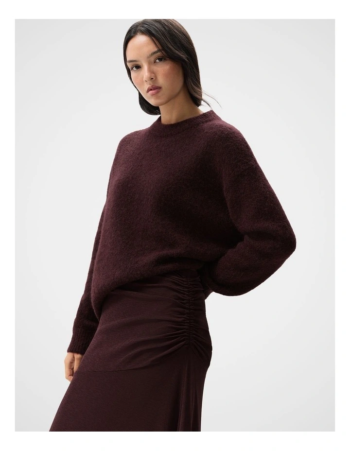Lofty Crew Neck Knit Sweater in Brown image 1