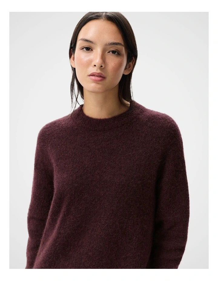 Lofty Crew Neck Knit Sweater in Brown image 3