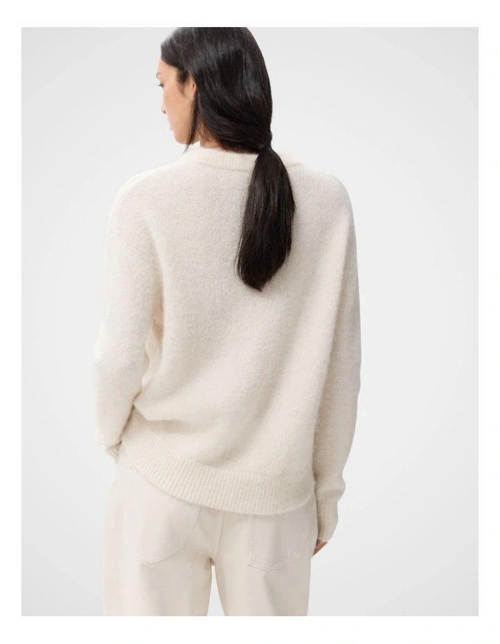 Lofty Crew Neck Knit Sweater in White image 2