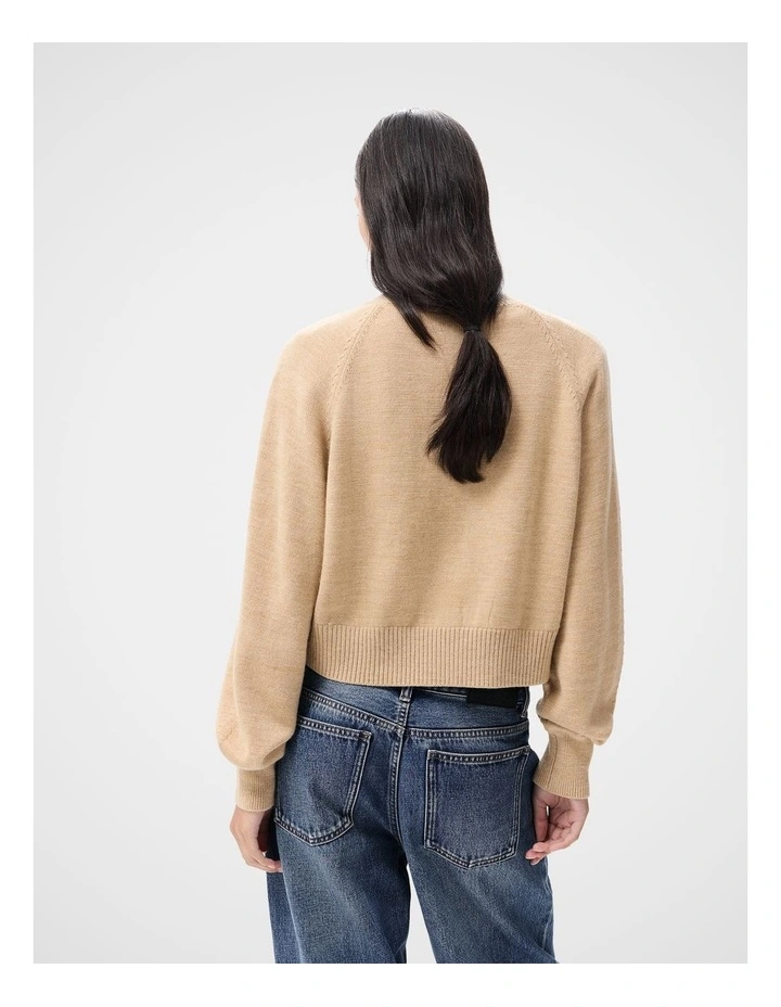 Merino Wool Cardigan in Beige image 2